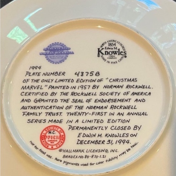 Edna Knowles Norman Rockwell limited edition plate - Picture 5 of 7